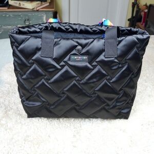 Kurt Geiger London Rainbow Handbags Tote Quilted Eco Bag Black + Dust Bag Shiny